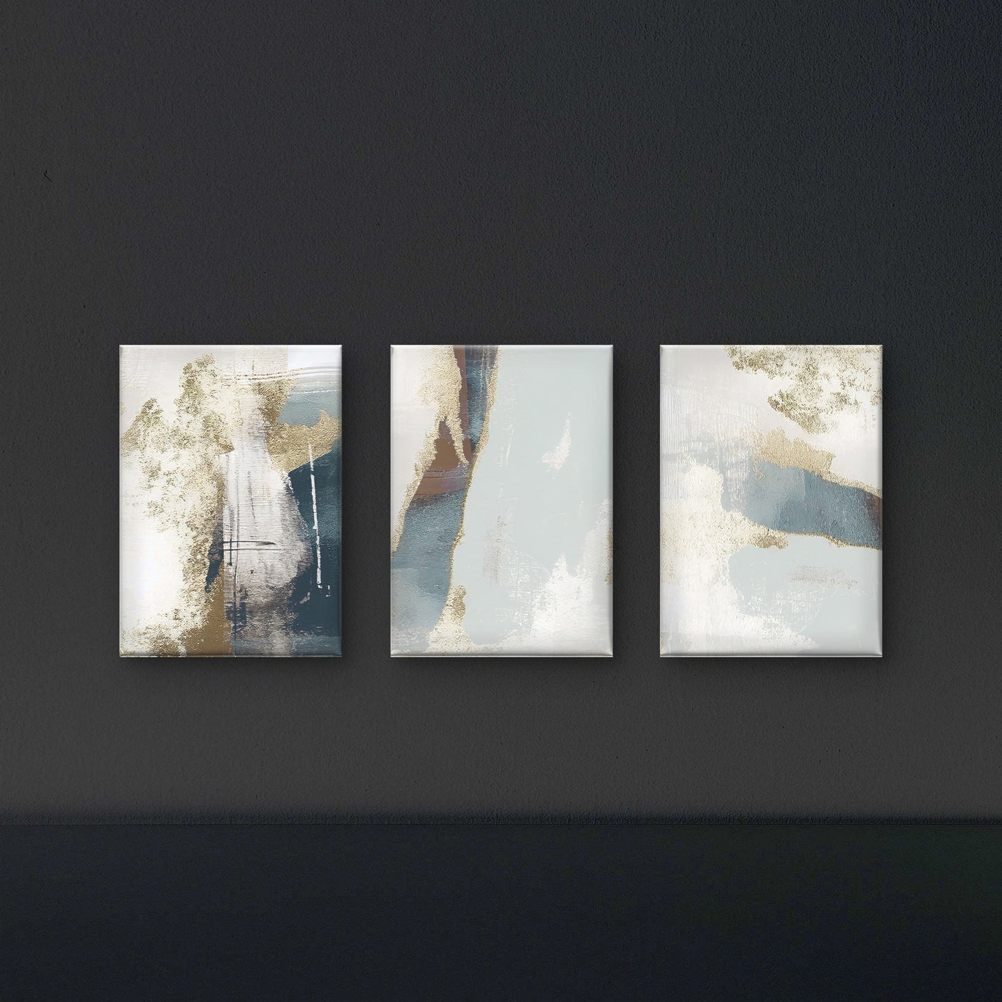 A set of three abstract-3D Textured Wall Art | UV Embossed Canvas Wall Frame for Home decor