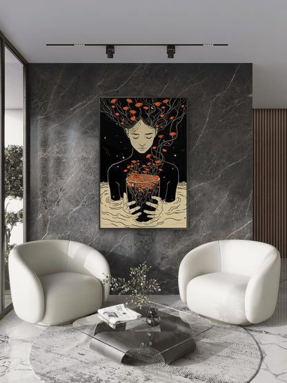 Mind exploration graphic design of a woman-Luxurious-Modern Art & Abstract| 3D Textured Wall Art | UV Printed Embossed Canvas Wall Frame for Office,Meditation Space