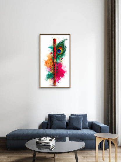The Divine Flute-Luxurious-Culture, Heritage & Folk Art 3D Textured Wall Art | UV Printed Embossed Canvas Wall Frame for Home Decor,living Room