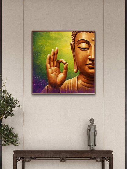 buddhas-face-and-hand-Luxurious-Serenity & Wellness-3D Textured Wall Art | UV Embossed Canvas Wall Frame for Meditation Space