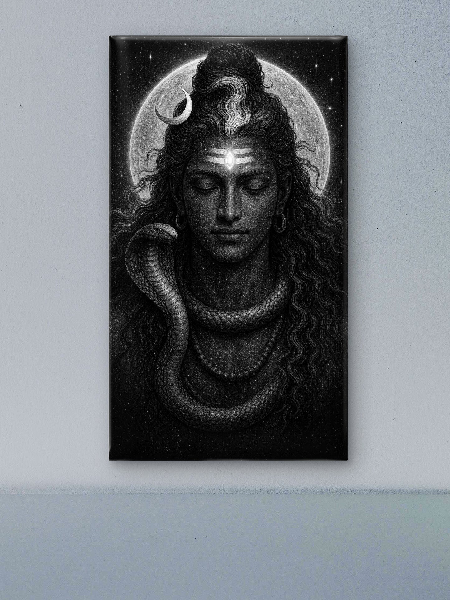 Lord Shiva-Luxurious-Gods and Divine Art 3D Textured Wall Art | UV Printed Embossed Canvas Wall Frame for Home Decor,living Room