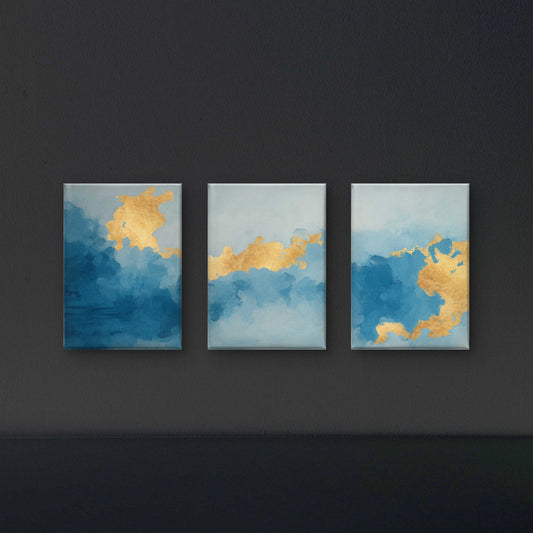 Set of three Abstract artistic-luxury-3D Textured Wall Art | UV Embossed Canvas Wall Frame for Home decor
