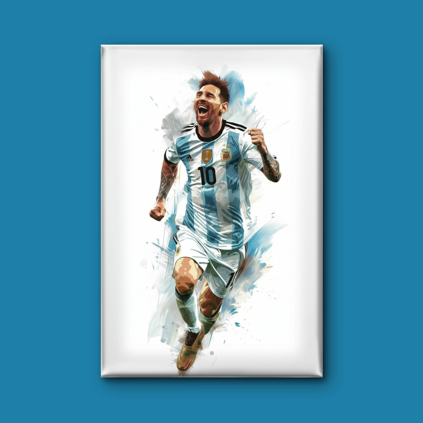Messi Argentina Champions-Luxurious-Lifestyle & Hobbies-3D Textured Wall Art | UV Embossed Canvas Wall Frame for Kids room and Sports area