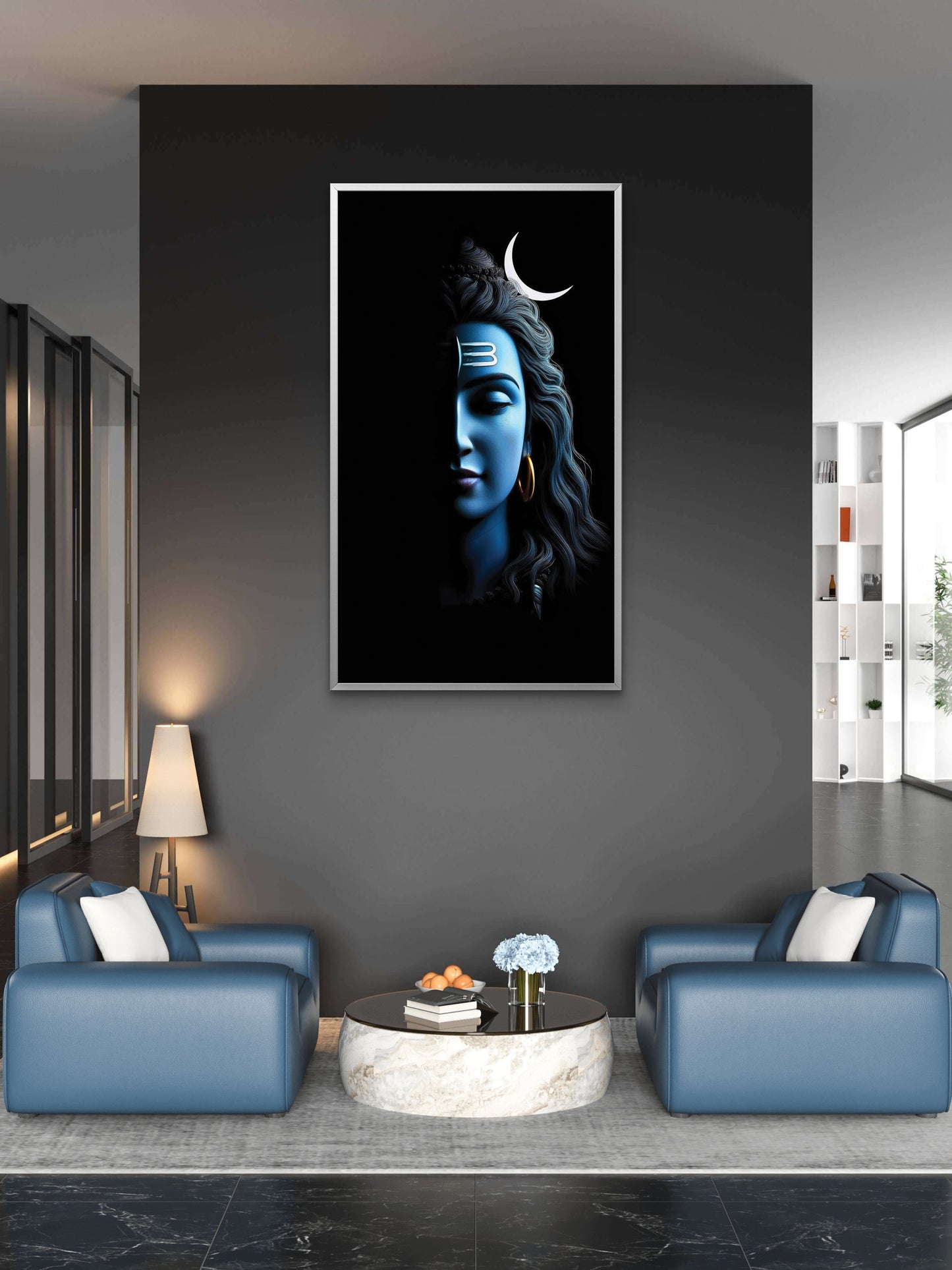 Shivaa-Luxurious-Spiritual & Mindful 3D Textured Wall Art | UV Printed Embossed Canvas Wall Frame for Prayer room ,Meditation Space