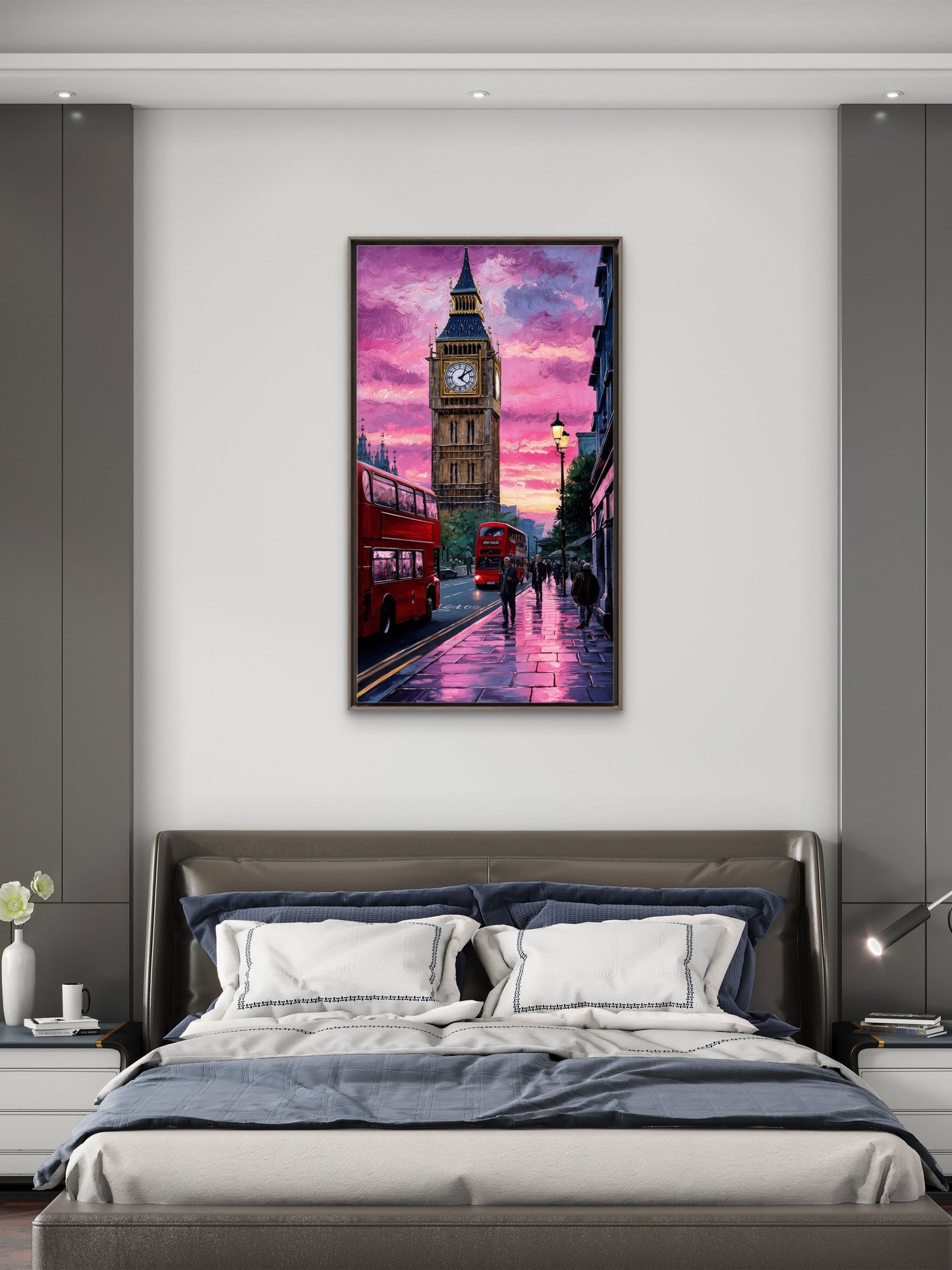 London's Electric Dusk -Luxurious-Nature & Landscapes 3D Textured Wall Art | UV Printed Embossed Canvas Wall Frame for Home Decor,living Room