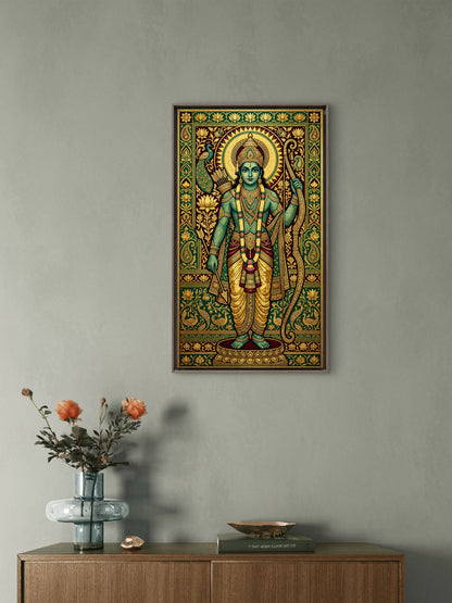 Lord Rama-Luxurious-Gods and Divine Art 3D Textured Wall Art | UV Printed Embossed Canvas Wall Frame for Home Decor,living Room
