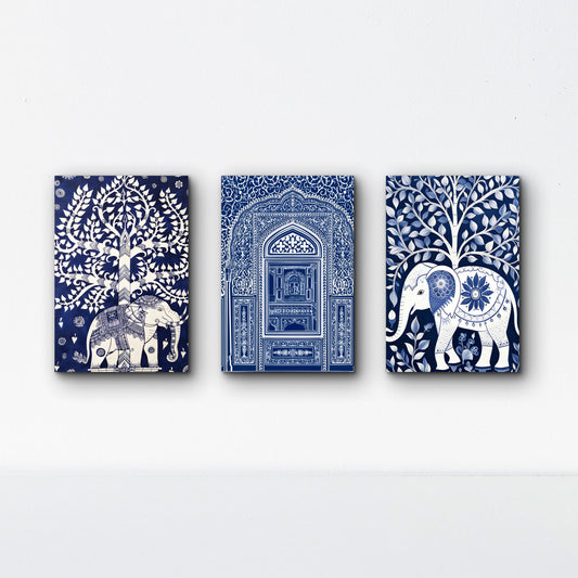 Mughal/Rajasthani architectural and botanical motifs-luxury-3D Textured Wall Art | UV Embossed Canvas Wall Frame for Home decor