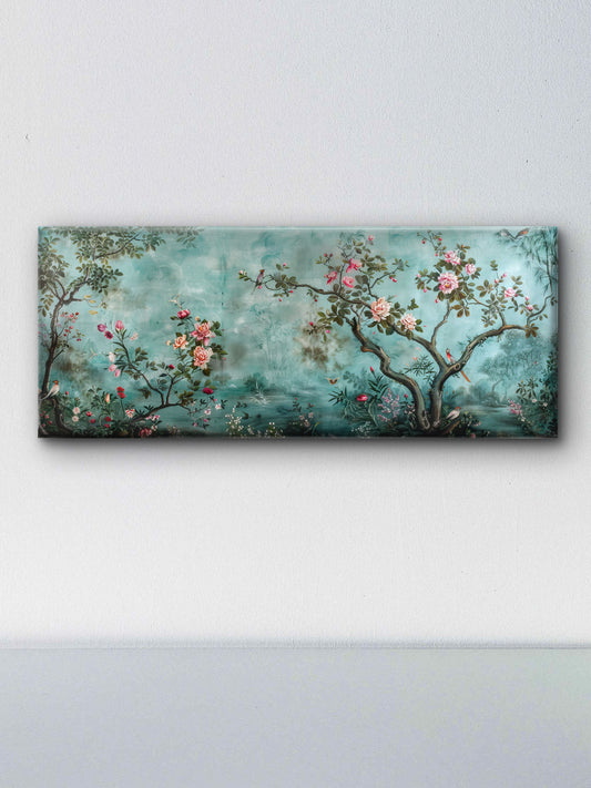 Tropical-Flower-foliage-decorate-with-wall-mural-Premium-Floral & Botanical-3D Textured Wall Art | UV Embossed Canvas Wall Frame for home decor and bed room