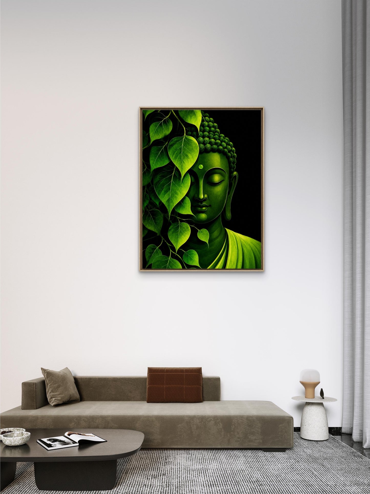 Serenity in Green-Luxurious-Gods and Divine Art 3D Textured Wall Art | UV Printed Embossed Canvas Wall Frame for Home Decor,living Room