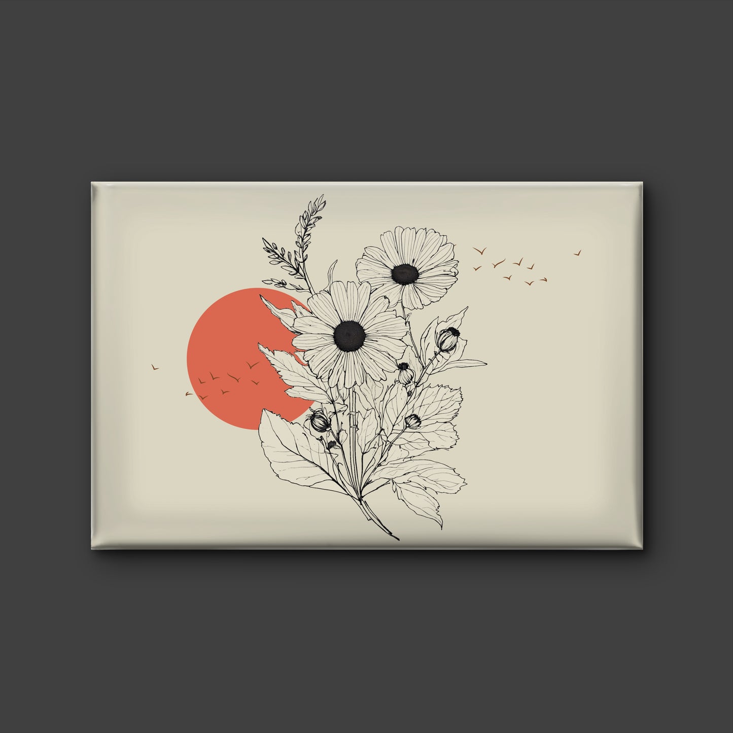drawing-sunflower-with-birds-background-luxury-Floral & Botanical-3D Textured Wall Art | UV Embossed Canvas Wall Frame for Living room and bed room