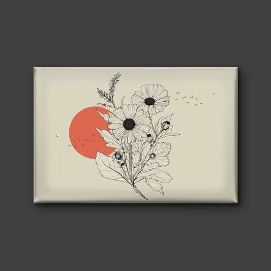 drawing-sunflower-with-birds-background-luxury-Floral & Botanical-3D Textured Wall Art | UV Embossed Canvas Wall Frame for Living room and bed room