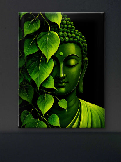 Serenity in Green-Luxurious-Gods and Divine Art 3D Textured Wall Art | UV Printed Embossed Canvas Wall Frame for Home Decor,living Room