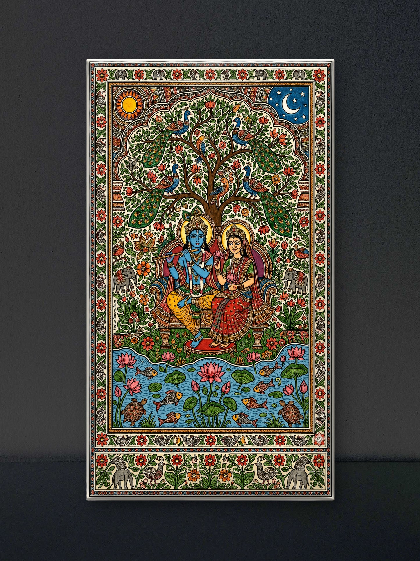 Divine Melody in Nature-Luxurious-Gods and Divine Art 3D Textured Wall Art | UV Printed Embossed Canvas Wall Frame for Home Decor,living Room