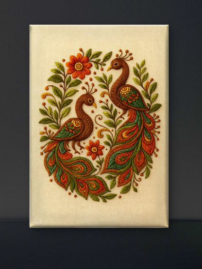 Grace in Every Stitch-Luxurious-Indian Culture &  Folk Art 3D Textured Wall Art | UV Printed Embossed Canvas Wall Frame for Home Decor,living Room