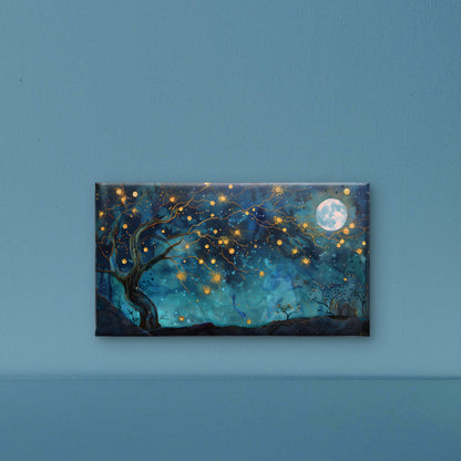 ethereal-sky-filled-with-glowing-radiant-moon-Cosmic & Fantasy-3D Textured Wall Art | UV Embossed Canvas Wall Frame for Kids room and bed room
