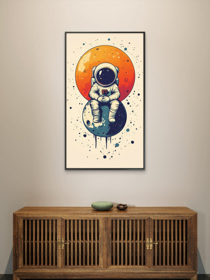 astronaut-Luxurious | 3D Textured Wall Art | UV Printed Embossed Canvas Wall Frame for living room,home decor