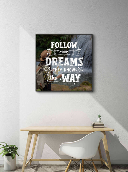 Dream Way-Luxurious-Motivational & Typography| 3D Textured Wall Art | UV Printed Embossed Canvas Wall Frame for Office,Meditation Space