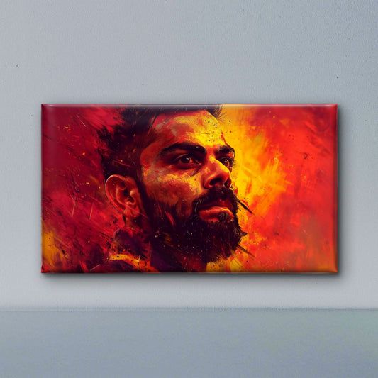 Virat Kohli Impasto Texture-Luxurious-Lifestyle & Hobbies-3D Textured Wall Art | UV Embossed Canvas Wall Frame for Kids room and Sports area