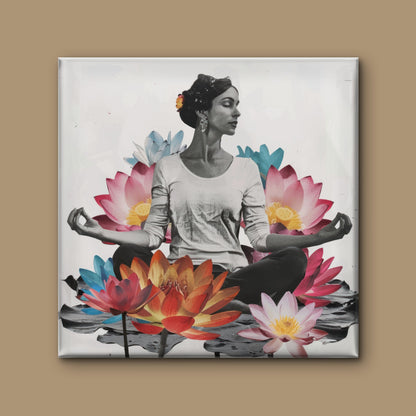 serene-meditation-amidst-vibrant-lotus-Luxurious-Serenity & Wellness-3D Textured Wall Art | UV Embossed Canvas Wall Frame for Meditation Space
