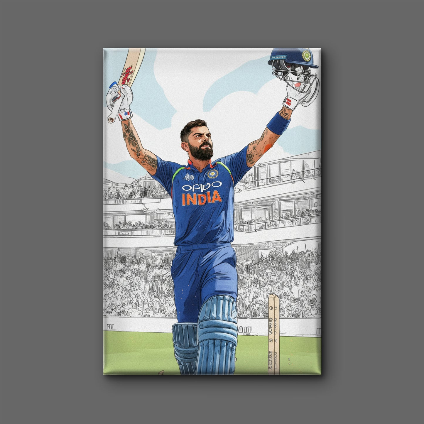 Virat Kohli celebrating a century-Luxurious-Lifestyle & Hobbies-3D Textured Wall Art | UV Embossed Canvas Wall Frame for Kids room and Sports area