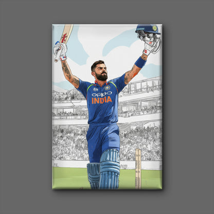 Virat Kohli celebrating a century-Luxurious-Lifestyle & Hobbies-3D Textured Wall Art | UV Embossed Canvas Wall Frame for Kids room and Sports area