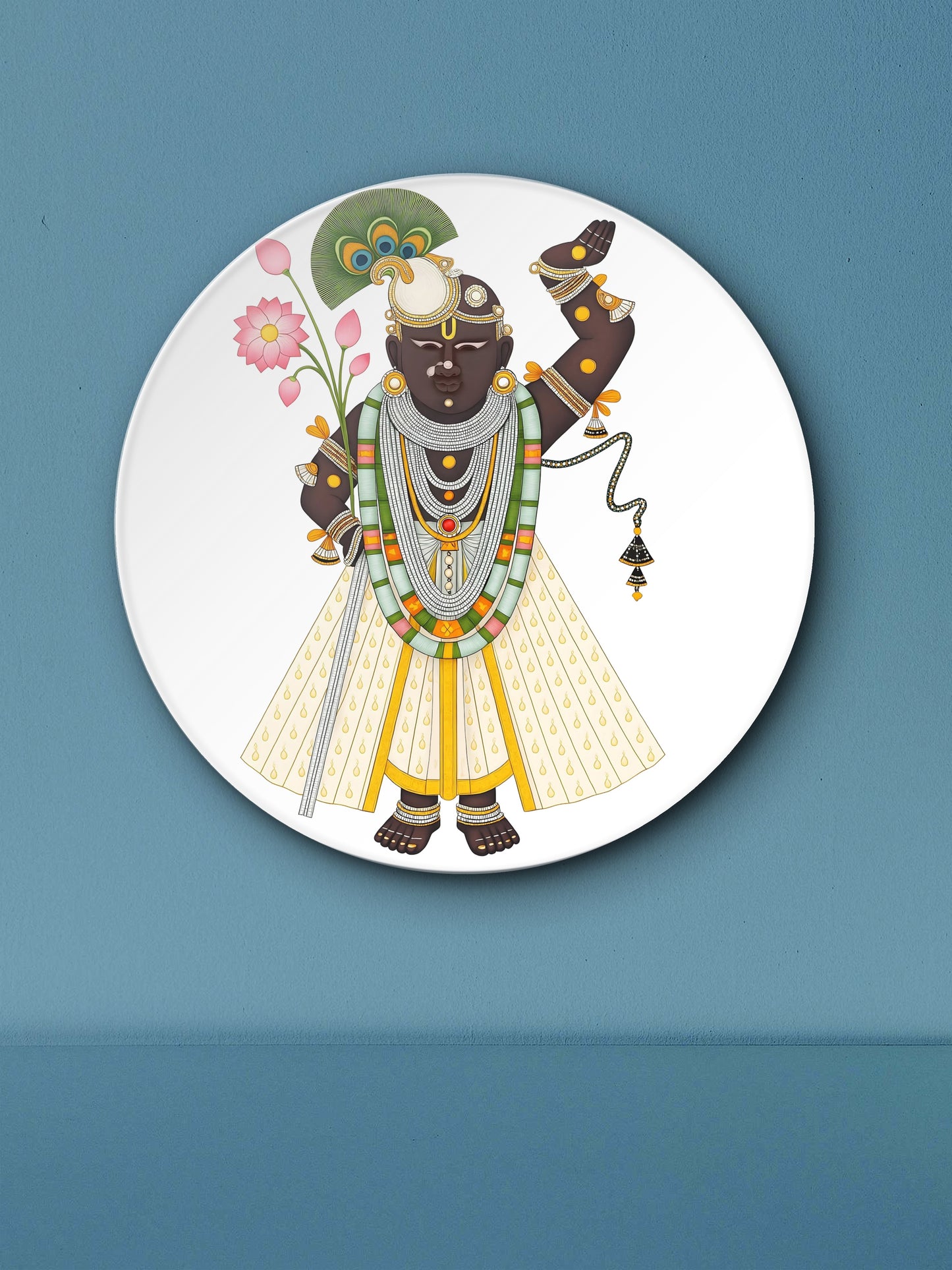 shrinathji in Pichwai-Luxurious | 3D Textured Wall Art | UV Printed Embossed Canvas Wall Frame for living room