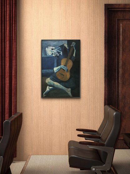Old_guitarist_chicago-Luxurious-Modern Art & Abstract| 3D Textured Wall Art | UV Printed Embossed Canvas Wall Frame for Office,Meditation Space