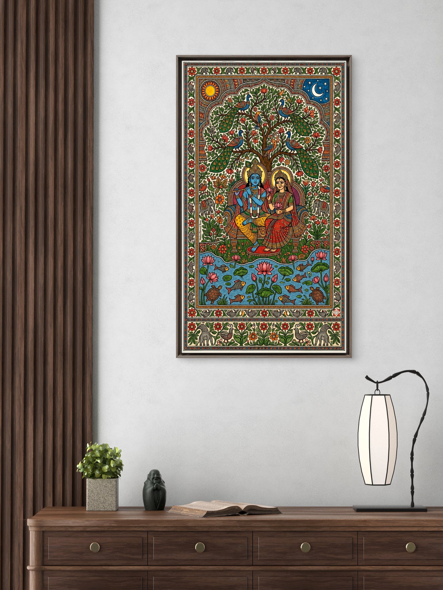 Divine Melody in Nature-Luxurious-Gods and Divine Art 3D Textured Wall Art | UV Printed Embossed Canvas Wall Frame for Home Decor,living Room