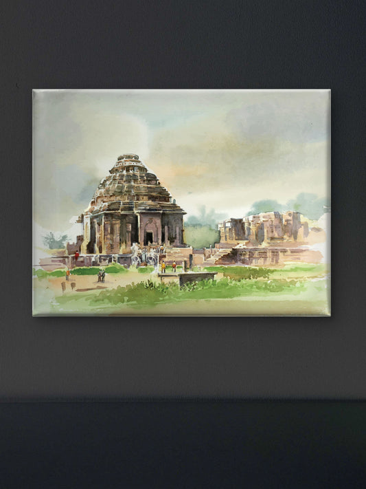 Konark Temple-Luxurious-Spiritual & Mindful 3D Textured Wall Art | UV Printed Embossed Canvas Wall Frame for Prayer room ,Meditation Space