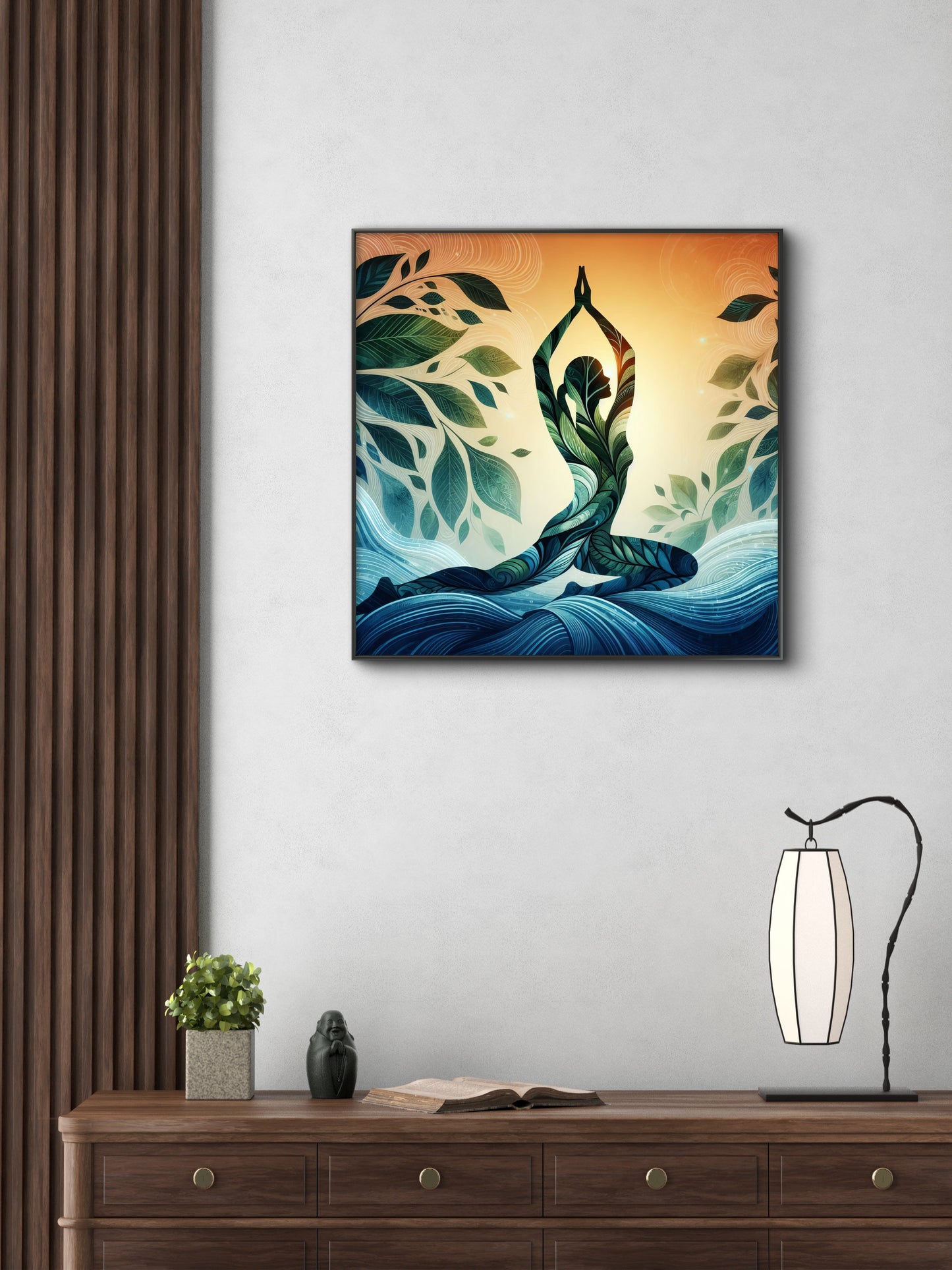 serene-silhouette-nature-Luxurious-Serenity & Wellness-3D Textured Wall Art | UV Embossed Canvas Wall Frame for Meditation Space