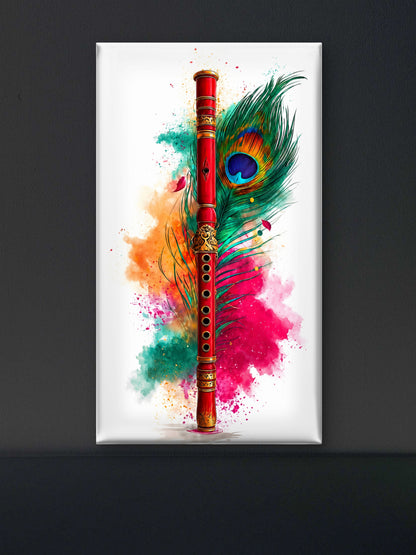 The Divine Flute-Luxurious-Culture, Heritage & Folk Art 3D Textured Wall Art | UV Printed Embossed Canvas Wall Frame for Home Decor,living Room