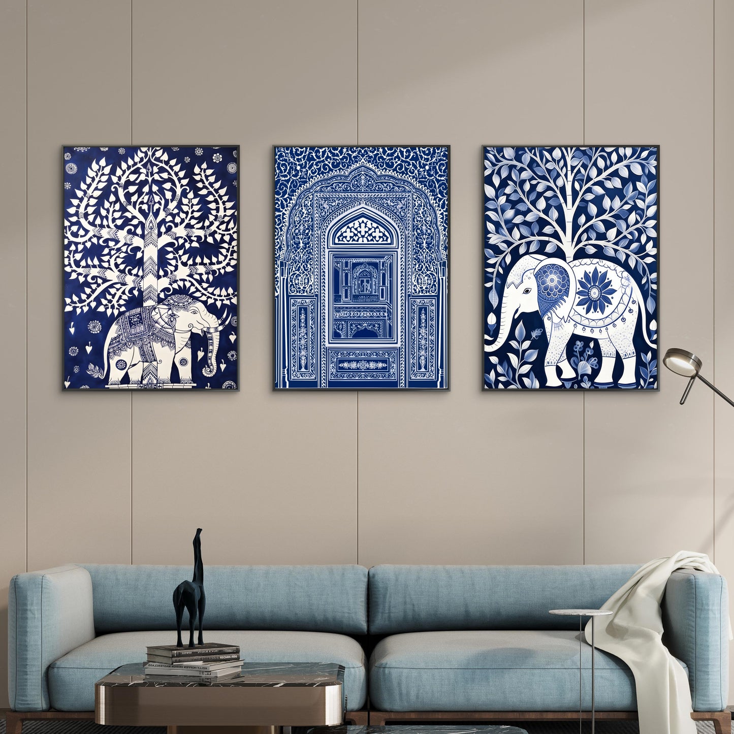 Mughal/Rajasthani architectural and botanical motifs-luxury-3D Textured Wall Art | UV Embossed Canvas Wall Frame for Home decor