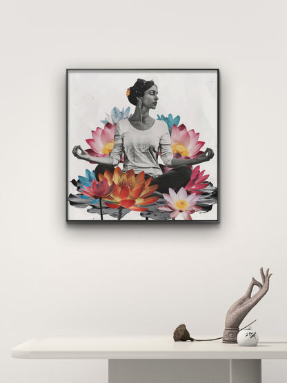 serene-meditation-amidst-vibrant-lotus-Luxurious-Serenity & Wellness-3D Textured Wall Art | UV Embossed Canvas Wall Frame for Meditation Space
