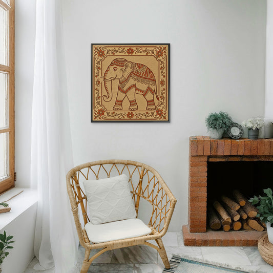 kalamkari-elephant-Luxurious-Indian Culture &  Folk Art 3D Textured Wall Art | UV Printed Embossed Canvas Wall Frame for Home Decor,living Room