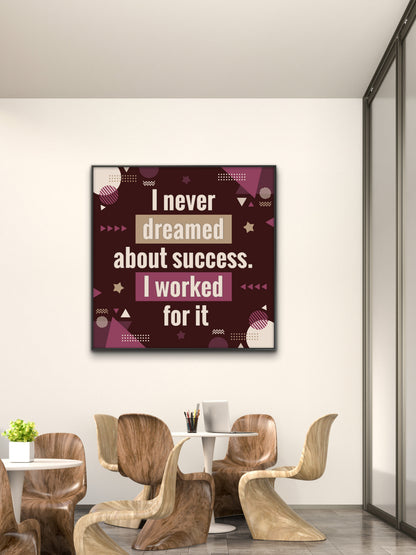 sucess is all about work hard-Luxurious-Motivational & Typography| 3D Textured Wall Art | UV Printed Embossed Canvas Wall Frame for Office,Meditation Space