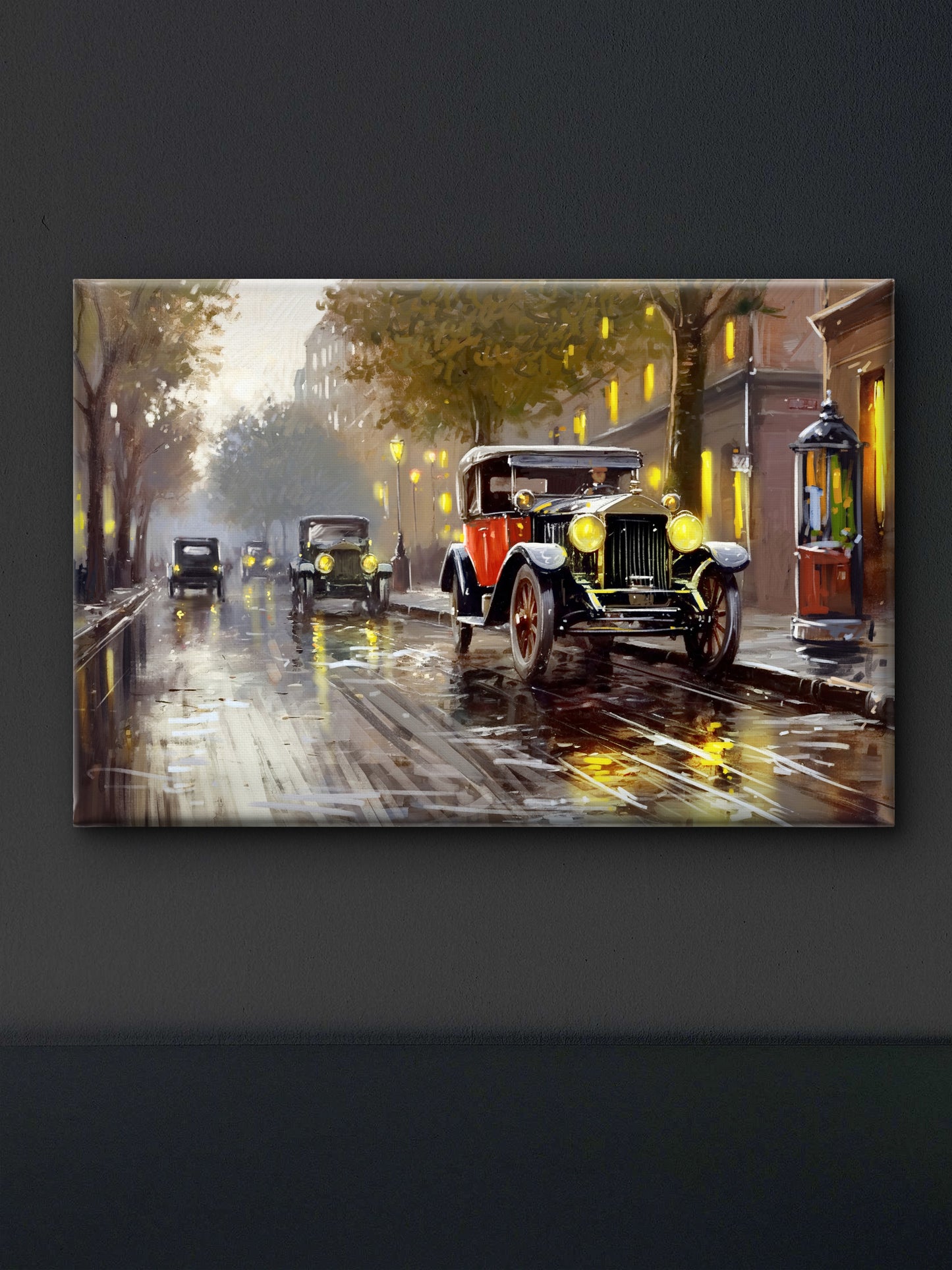 old-city-cars-Luxurious-Nature and landscape | 3D Textured Wall Art | UV Printed Embossed Canvas Wall Frame for Home Decor,Living Room