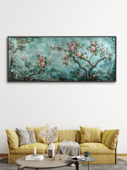 Tropical-Flower-foliage-decorate-with-wall-mural-Premium-Floral & Botanical-3D Textured Wall Art | UV Embossed Canvas Wall Frame for home decor and bed room