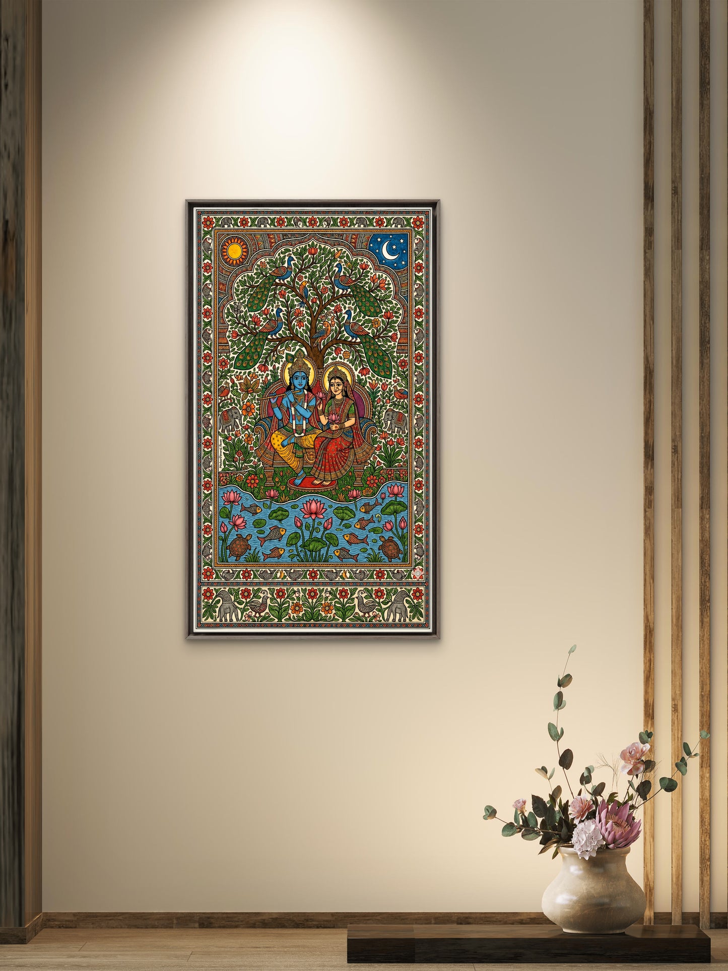 Divine Melody in Nature-Luxurious-Gods and Divine Art 3D Textured Wall Art | UV Printed Embossed Canvas Wall Frame for Home Decor,living Room