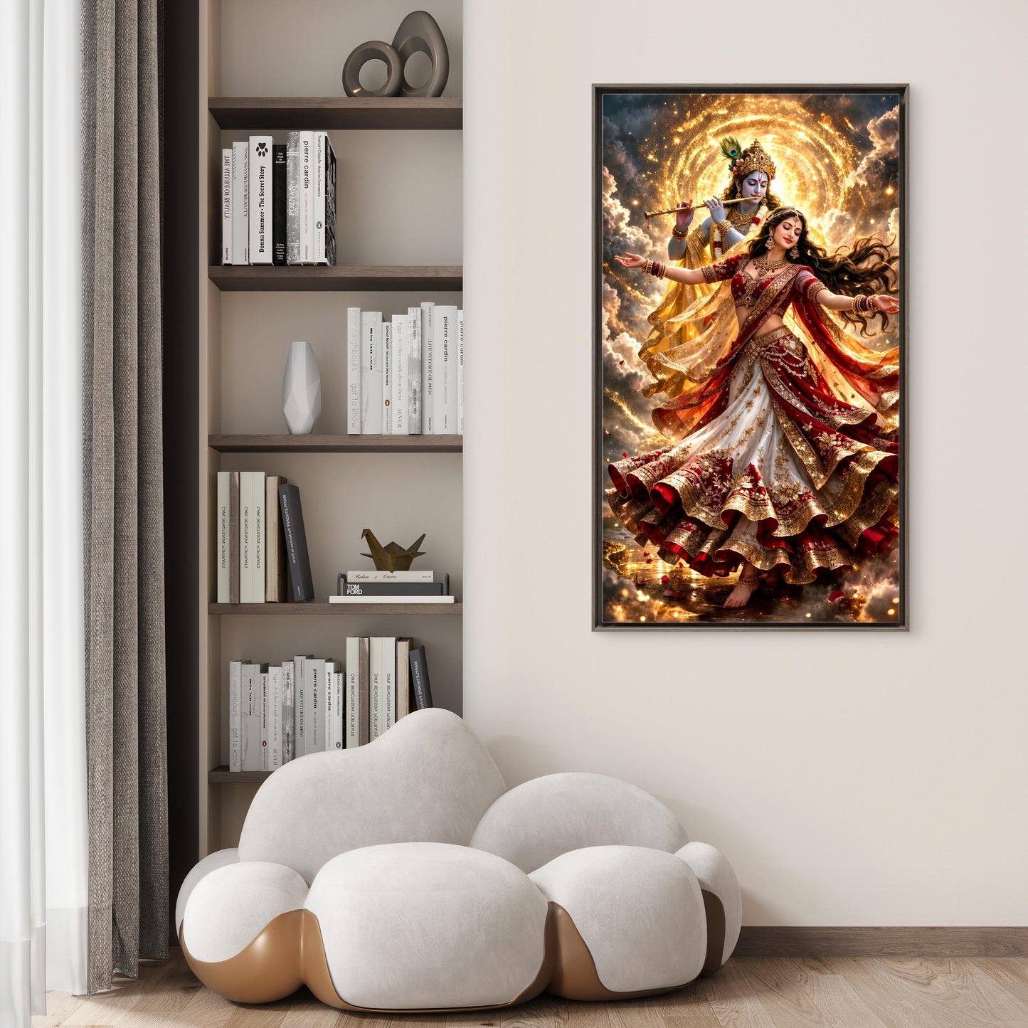 The Divine Raas Leela-Luxurious-Gods and Divine Art 3D Textured Wall Art | UV Printed Embossed Canvas Wall Frame for Home Decor,living Room