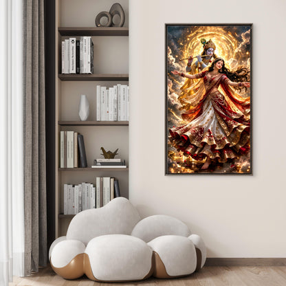 The Divine Raas Leela-Luxurious-Gods and Divine Art 3D Textured Wall Art | UV Printed Embossed Canvas Wall Frame for Home Decor,living Room