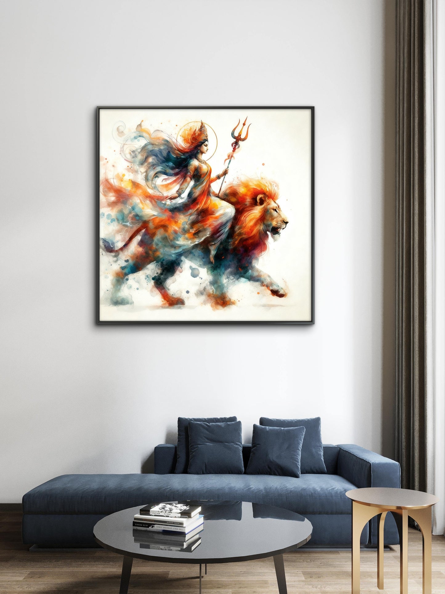 Maa Durga-Luxurious-Spiritual & Mindful 3D Textured Wall Art | UV Printed Embossed Canvas Wall Frame for Prayer room ,Meditation Space