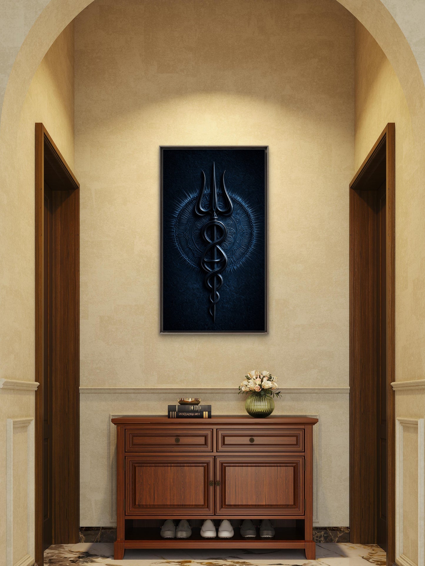Trishula -Luxurious-Gods and Divine Art 3D Textured Wall Art | UV Printed Embossed Canvas Wall Frame for Home Decor,living Room