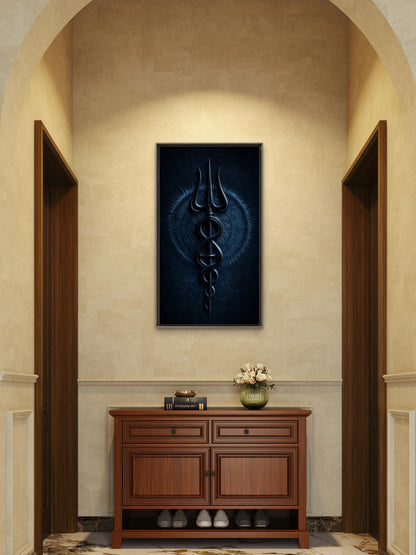 Trishula -Luxurious-Gods and Divine Art 3D Textured Wall Art | UV Printed Embossed Canvas Wall Frame for Home Decor,living Room