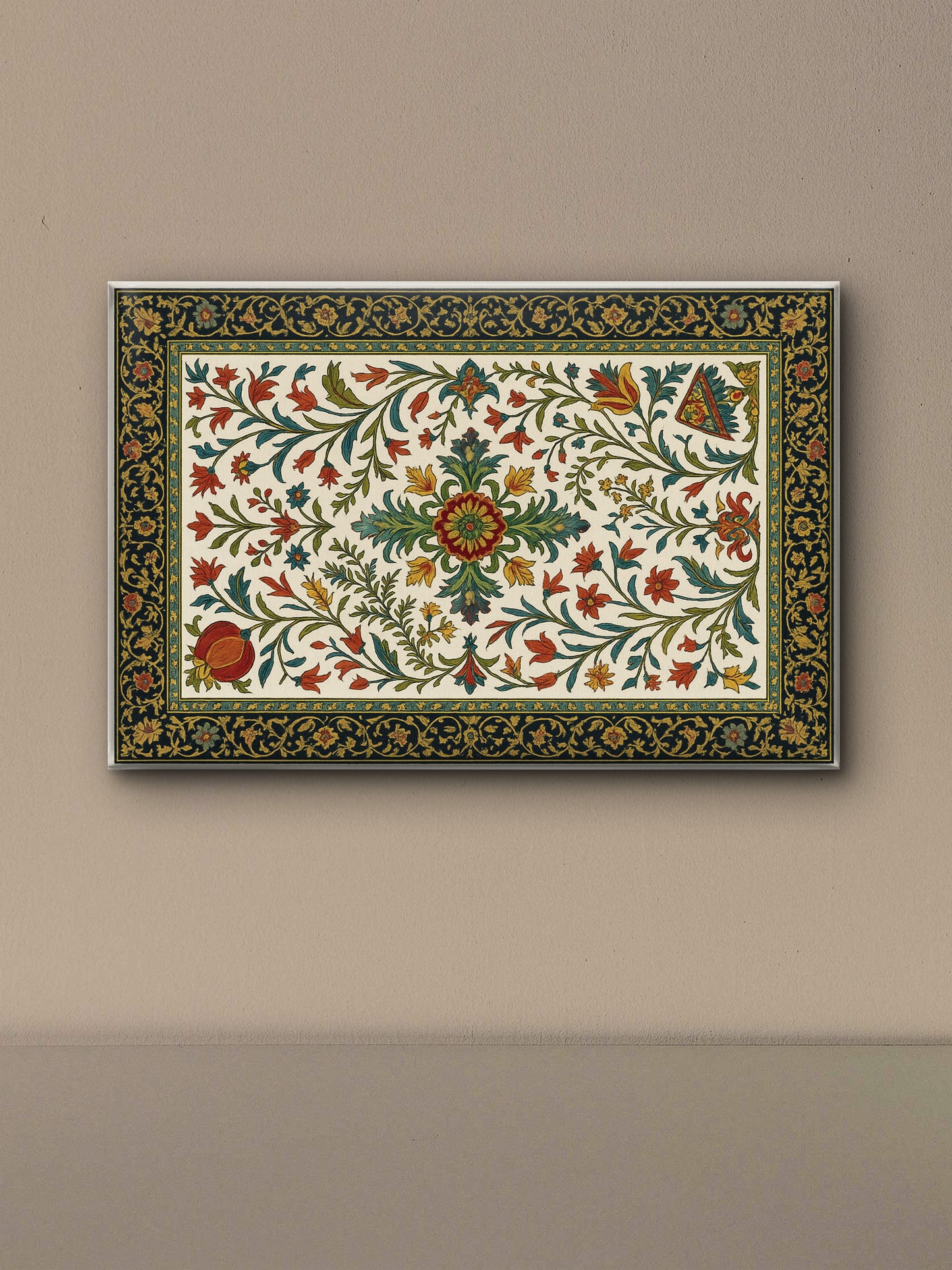 folk-art-inspired-persian-carpet-Luxurious-Indian Culture &  Folk Art 3D Textured Wall Art | UV Printed Embossed Canvas Wall Frame for Home Decor,living Room