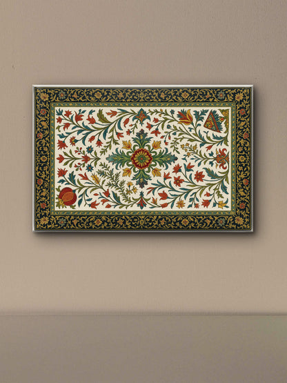 folk-art-inspired-persian-carpet-Luxurious-Indian Culture &  Folk Art 3D Textured Wall Art | UV Printed Embossed Canvas Wall Frame for Home Decor,living Room