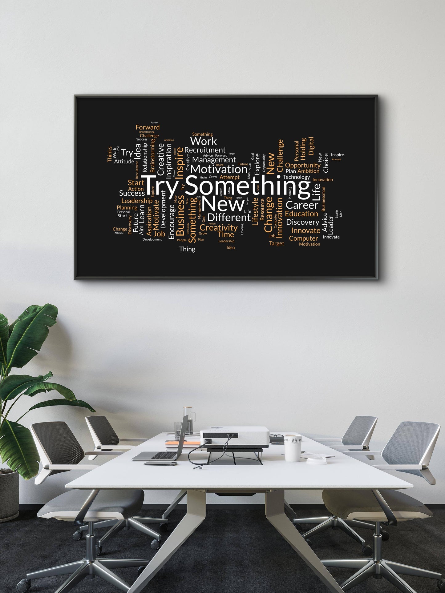 Try Something New-Luxurious-Motivational & Typography| 3D Textured Wall Art | UV Printed Embossed Canvas Wall Frame for Office,Meditation Space