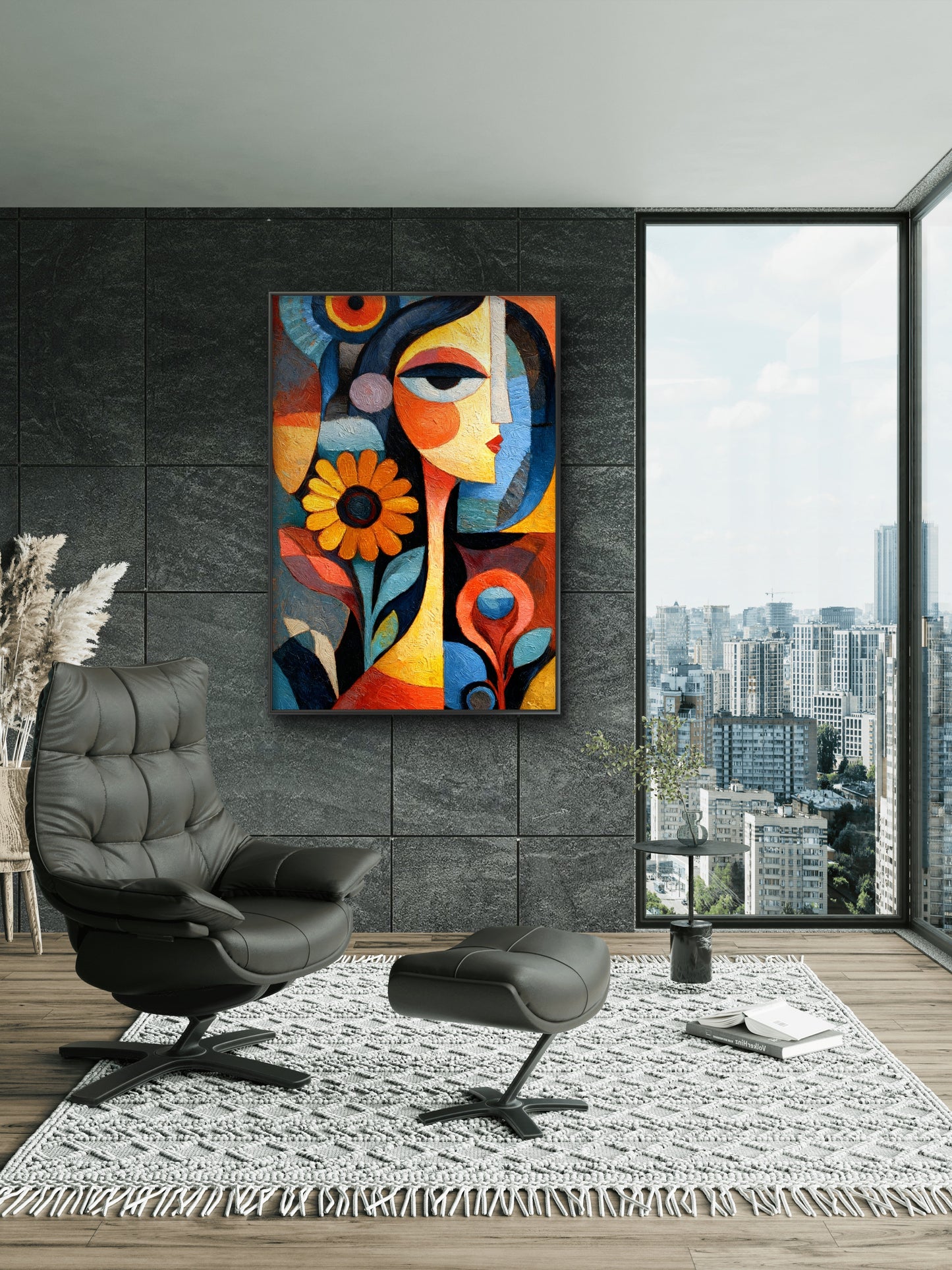 Geometric Deconstruction-Luxurious-Modern Art & Abstract| 3D Textured Wall Art | UV Printed Embossed Canvas Wall Frame for Office,Meditation Space