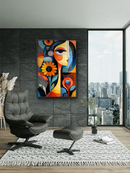 Geometric Deconstruction-Luxurious-Modern Art & Abstract| 3D Textured Wall Art | UV Printed Embossed Canvas Wall Frame for Office,Meditation Space