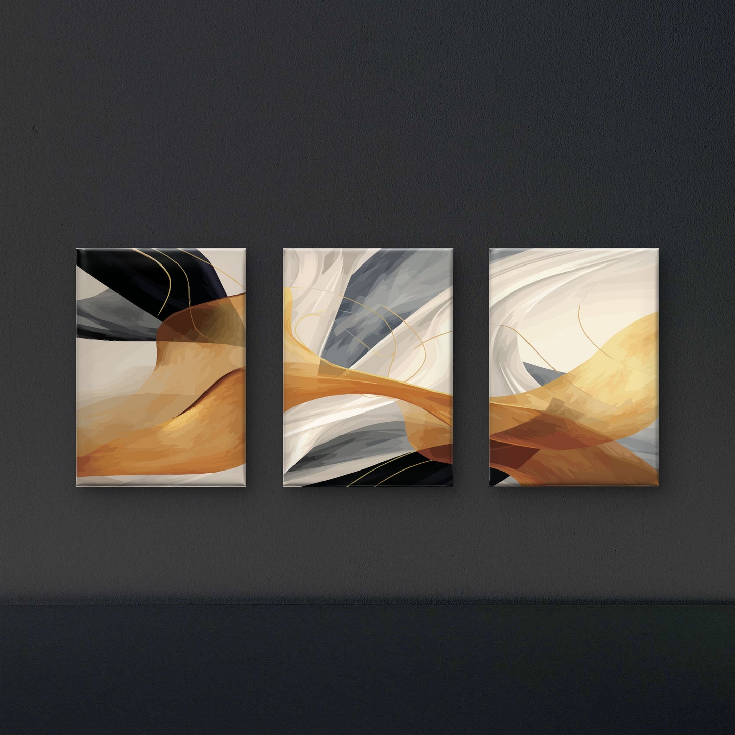 Set of three Abstract geometric-luxury-3D Textured Wall Art | UV Embossed Canvas Wall Frame for Home decor