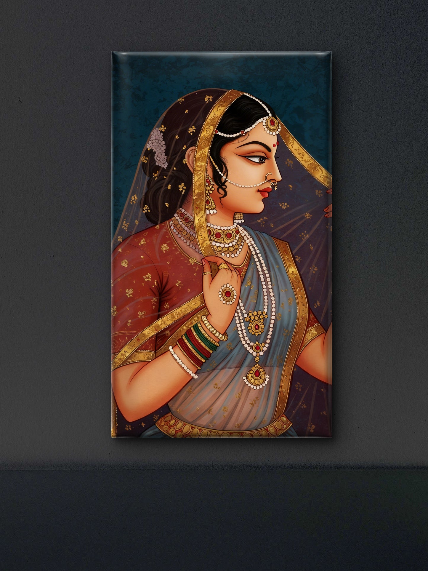 indian woman-Luxurious-Indian Culture &  Folk Art 3D Textured Wall Art | UV Printed Embossed Canvas Wall Frame for Home Decor,living Room